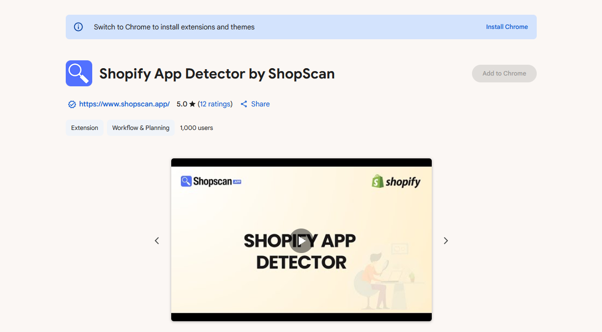 shpoify app detector chrome extension